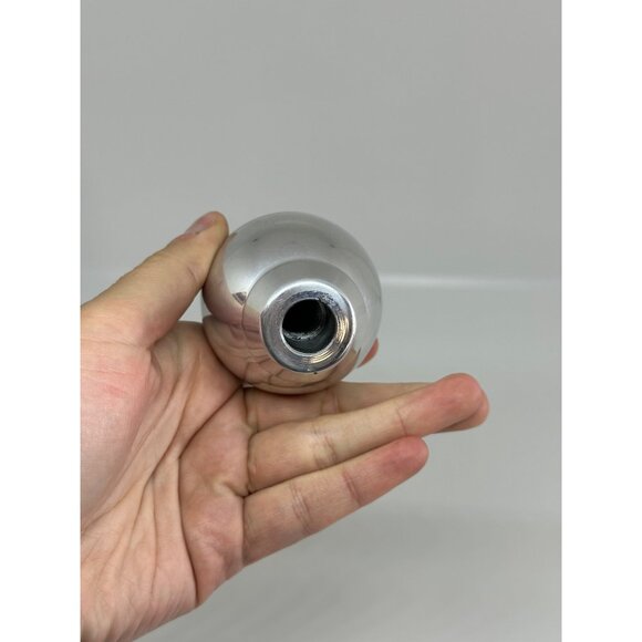 Silver Metallic Round Car Gear Shift Knob with Threaded Base - Picture 4 of 7